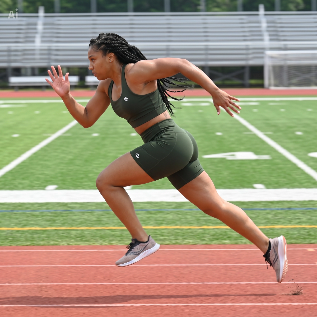 Woman Sprinting on track wearing Unsponsored Life